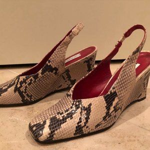 Donald J. Pliner Python Snakeskin Wedge Slingback Shoes 7.5
